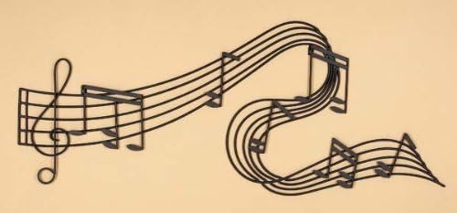 Deco 79 Metal Musical Notes Home Wall Decor Wavy Wall Sculpture, Wall Art 49" x 1" x 21", Black