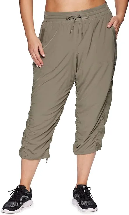RBX Women's Plus Size Woven Lightweight Drawstring Capri Pant