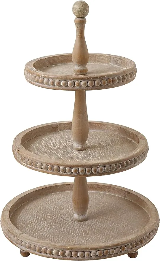 Round 3-Tier Decorative Wood Tray