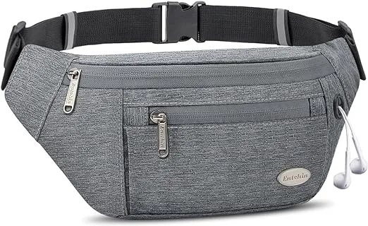 Entchin Fanny Pack for Women Men, Crossbody Bag with 4-Zipper Pockets, Large Capacity & Water Resistant Fashion Bum Bags for Hiking Running Travel Cycling