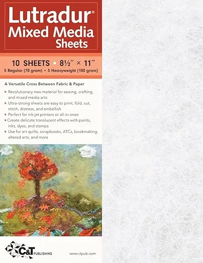 C&T PUBLISHING Lutradur Mixed Media Sheets, 8.5" x 11" - Package of 10
