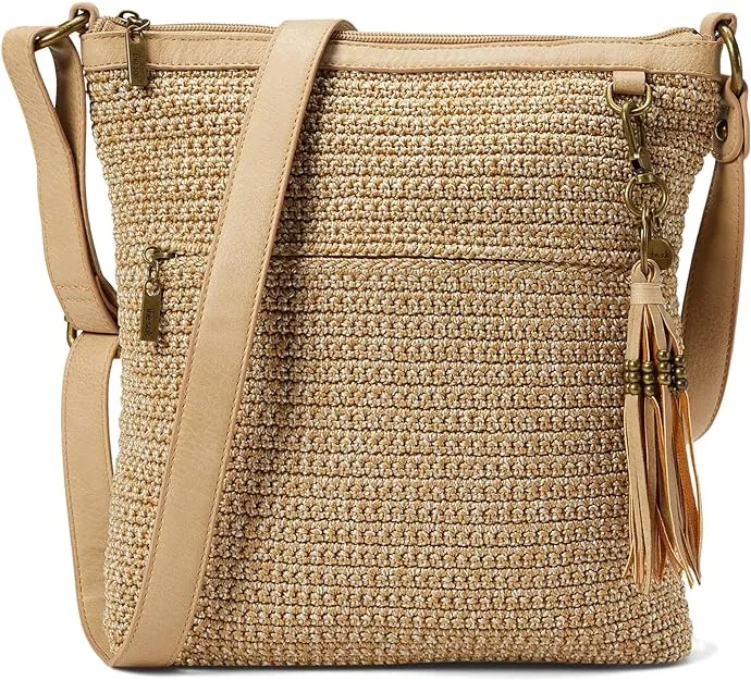 The Sak Lucia Crossbody Bag in Crochet, Convertible Purse with Adjustable Shoulder Strap, Bamboo Static
