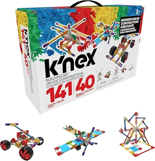 K'nex Beginner 40 Model Building Set - 141 Parts - Ages 5 & Up - Creative Building Toy, Multi, 141 K'NEX Parts and Pieces,Includes Instruction Booklet