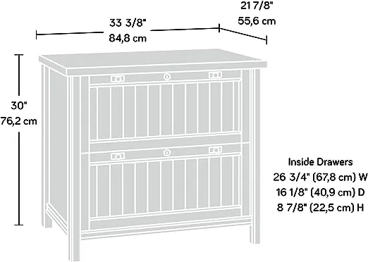 Sauder Costa 2 Drawer Lateral File Cabinet with Lock for Home Office, in Chalked Chestnut