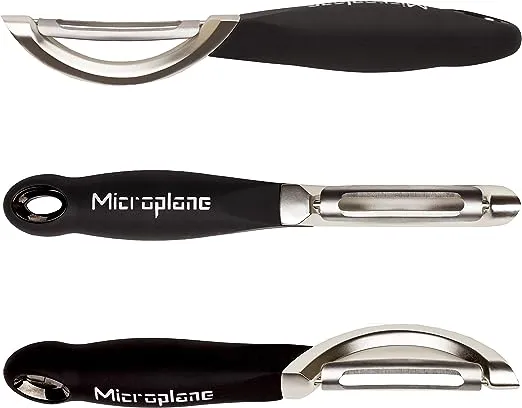 Microplane Stainless Steel Professional Swivel Peeler, Sharp Blade for Effortless Peeling of Hard Fruits and Vegetables, Kitchen Peeler for Home Cooks and Professional Chefs