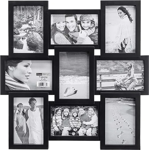 Malden 4x6 9-Opening Collage Picture Frame - Displays Nine 4x6 Pictures - Black