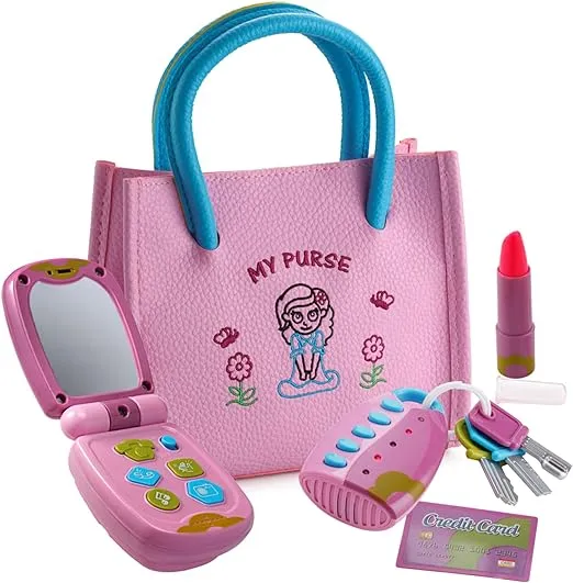 Dress-Up-America Toddler Purse - Pretend Play Purse for Kids - Little Girls Pretend Play Toys | Ages 1, 2, 3 Years Old - My First Purse for Birthdays | Gifts | Party | Christmas