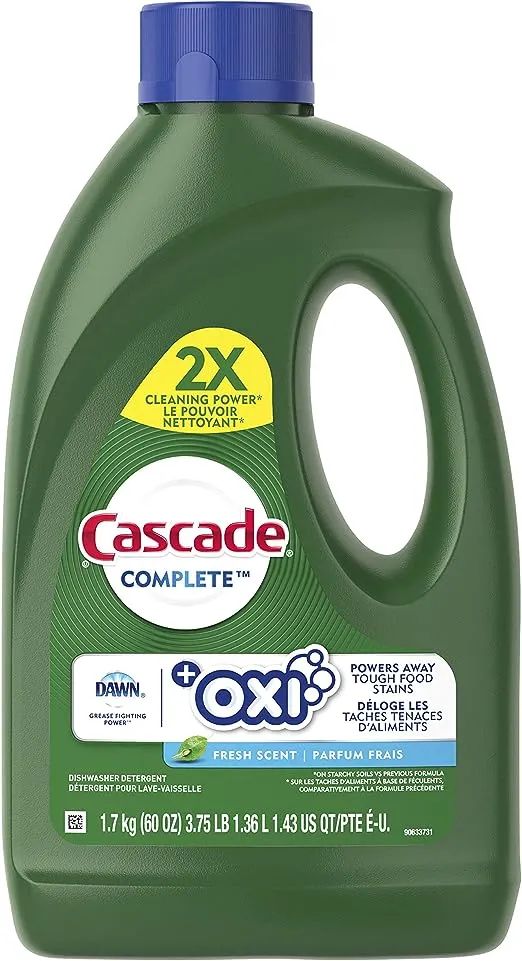 Cascade Complete +Oxi Gel Dishwashing Detergent, Fresh Scent, 60 fl oz
