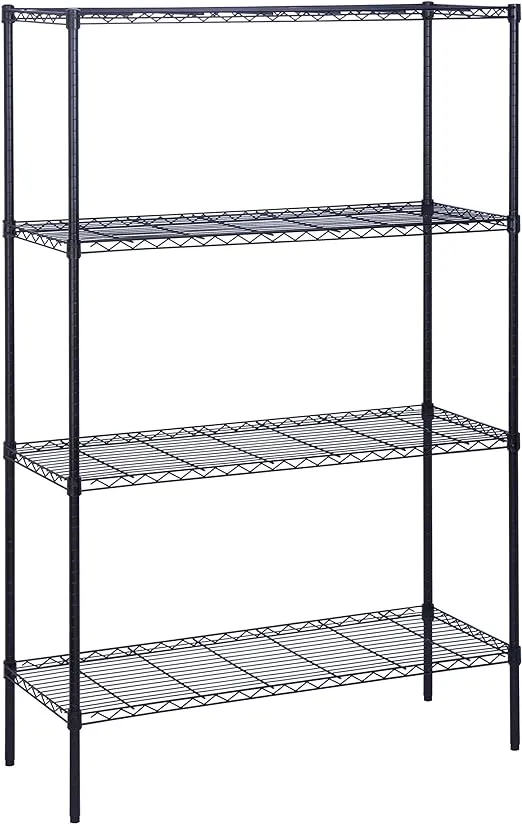 Honey-Can-Do 4-Tier Heavy Duty Adjustable Shelving Unit with 350-lb Weight Capacity Per Shelf, Black SHF-09688 Black
