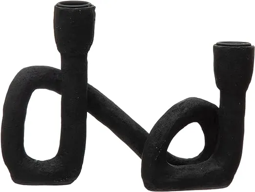 Bloomingville, Black Decorative Resin Double Taper Candle Holder