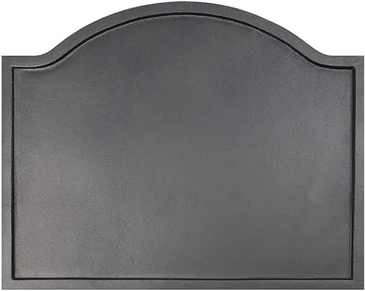 Plain Design Cast Iron Fireback, Large,CFB-09,Black