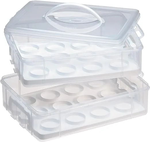 Snapware Plastic Snap 'N Stack 2-Layer Cookie, Cake, Cupcake and Brownie Storage Carrier, 14.25" L x 10.5" W, Red