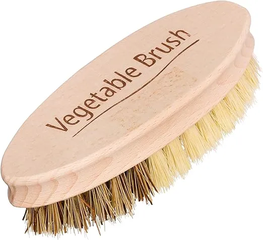 REDECKER Hard and Soft Side Vegetable Brush - Beechwood Handle - 2 Different Bristle Strengths for Cleaning Delicate or Tough-Skinned Vegetables, 5-1/4 inches - Vegetable Scrubber, Made in Germany