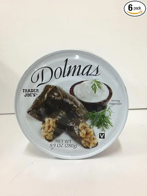 Trader Joe's Dolmas Vine Leaves Stuffed with Rice (Pack of 6)