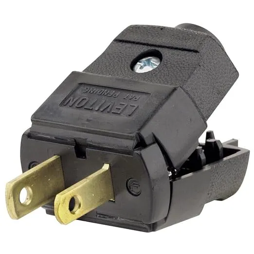Leviton 101-EP 15 Amp, 125 Volt, Residential Grade, Polarized, Non-Grounding Plug, Black - 6 Pack