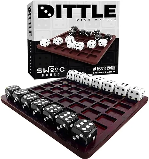 Dittle - Dice Battle | 2 Player Dice Games for Adults | Adult Board Games for 2 Players | Best Two Player Games for Adults | 2 Person Wooden Coffee Table Games | Bar Games for Adults Indoor Tabletop