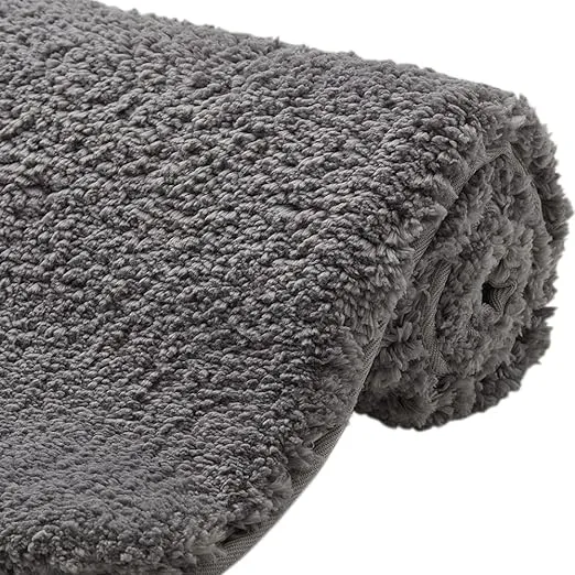 Gorilla Grip Premium Luxury Bath Rug, 30x20, Absorbent, Soft, Thick Shag, Bathroom Mat Rugs, Machine Wash, Microfiber Dries Quickly, Mats for Bath Room, Shower, Bathtub and Spa Floors, Gray