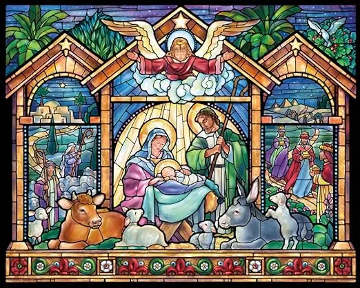 Vermont Christmas Company Stained Glass Nativity Jigsaw Puzzle 1000 Piece