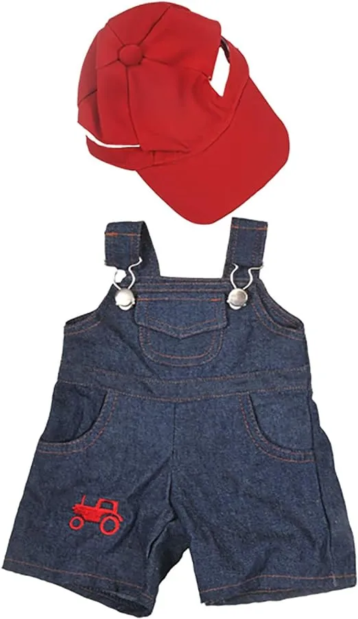 Farmer Outfit with Cap Outfit Teddy Bear Clothes Fits Most 14" - 18" Build-A-Bear and Make Your Own Stuffed Animals