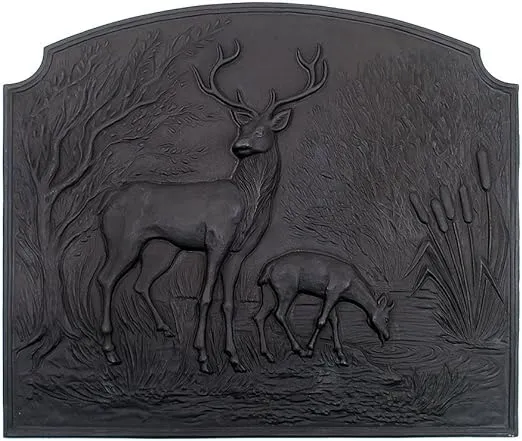 Deer Cast Iron Fireback, Black