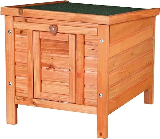 TRIXIE Small Pet House, Wooden Outdoor Shelter, Weatherproof Pet Home, Ideal for Cats, Rabbits, Bunnies, Guinea Pigs, Brown