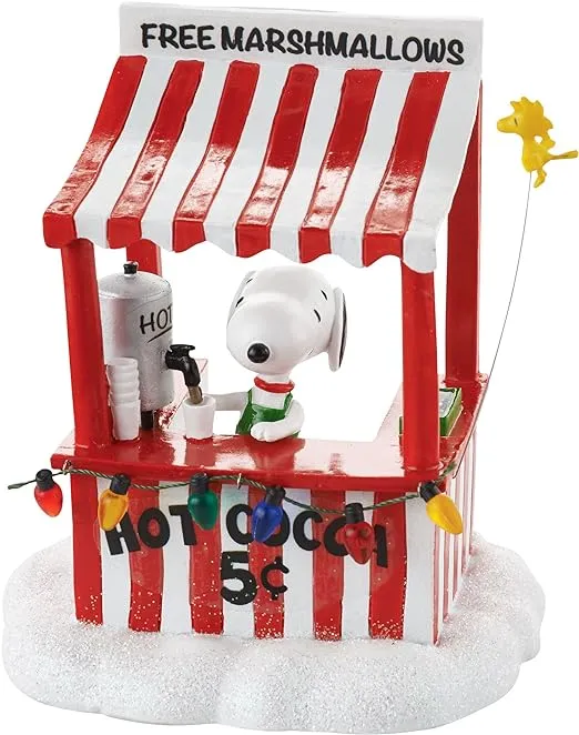 Department 56,Polyresin Peanuts Village Snoopy's Cocoa Stand Accessory, 4.13 inch