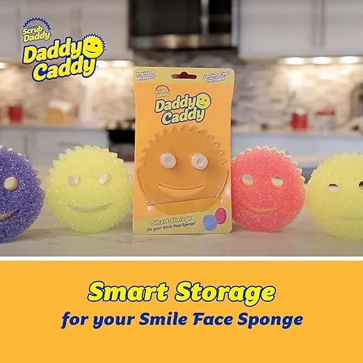 Scrub Daddy Sponge Holder - Daddy Caddy - Suction Sponge Holder for Smiley Face Sponge , Non-Slip Suction Cups, Sink Organizer for Kitchen and Bathroom, Self Draining, Dishwasher Safe - 2ct