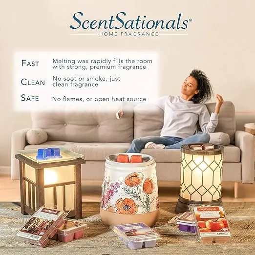 Scentsationals Scented Wax Cubes - Red Hot Cinnamon - Fragrance Wax Melts Pack, Electric Home Warmer Tart, Wickless Candle Bar Air Freshener, Spa Aroma Decor Gift - 2.5 oz
