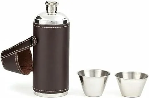 Kikkerland Leather Flask