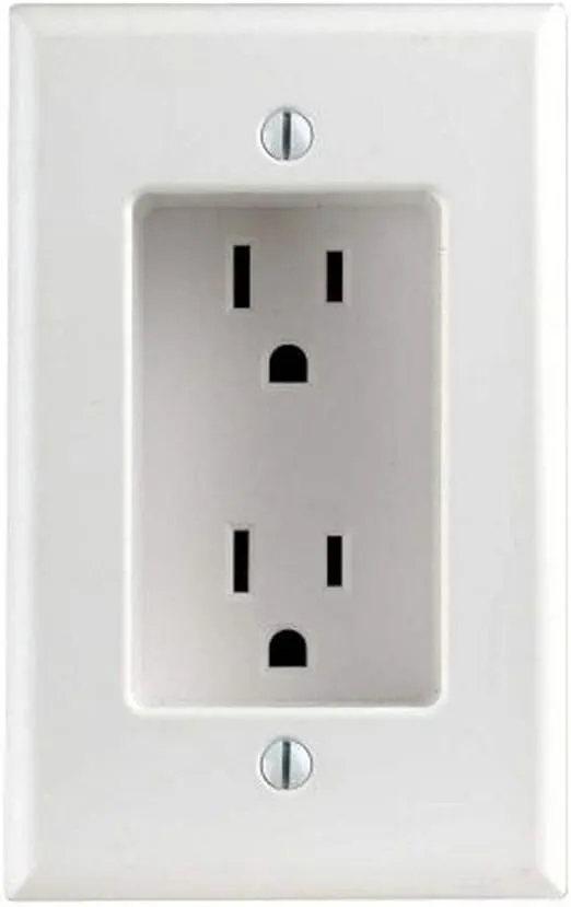 Leviton 689-W 15 Amp 1-Gang Recessed Duplex Receptacle, Residential Grade, with Screws Mounted to Housing, White