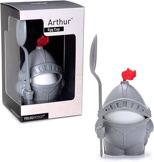 Arthur- Soft or Hard Boiled Egg Cup Holder With a Spoon Included- Knight Design - Kitchen Utensil Decor by Peleg Design