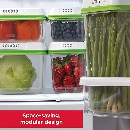 Rubbermaid FreshWorks Produce Saver, Medium and Large Storage Containers, 8-Piece Set, Set of 4, Med & Lg, Clear