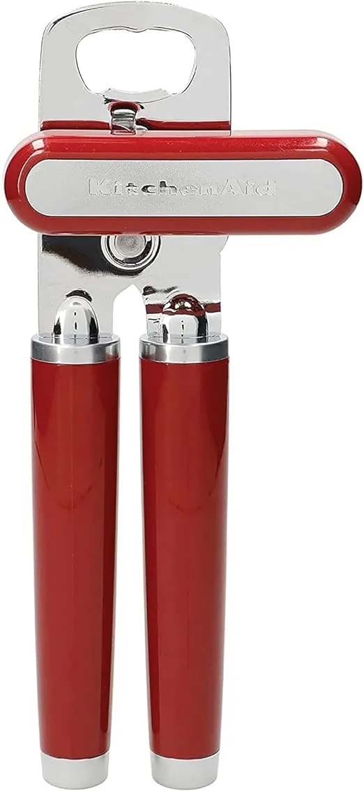 KitchenAid Classic Multifunction Can Opener and Bottle Opener Easy to Use, Razor Sharp Stainless Steel Cutting Wheel, Soft Ergonomic Handles, Empire Red