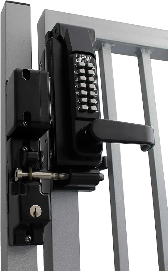Lockey USA Sumo GL2 DC Jet Black Marine Grade Mechanical Double Combination Surface Mount Lever Gate Lock (GL2JBMGDC), Large