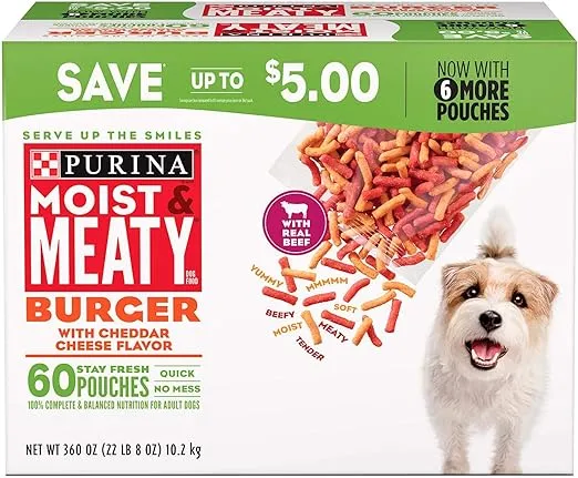 Purina Moist And Meaty Burger For Pets With Cheddar Cheese Flavor, 54 Count
