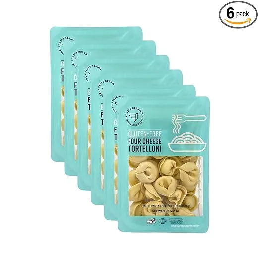 Gluten-Free Tortelloni, Four Cheese Stuffed Fresh Pasta, Cooks in Just 3 Minutes, Taste Republic, Frozen, 9oz (6 Pack)