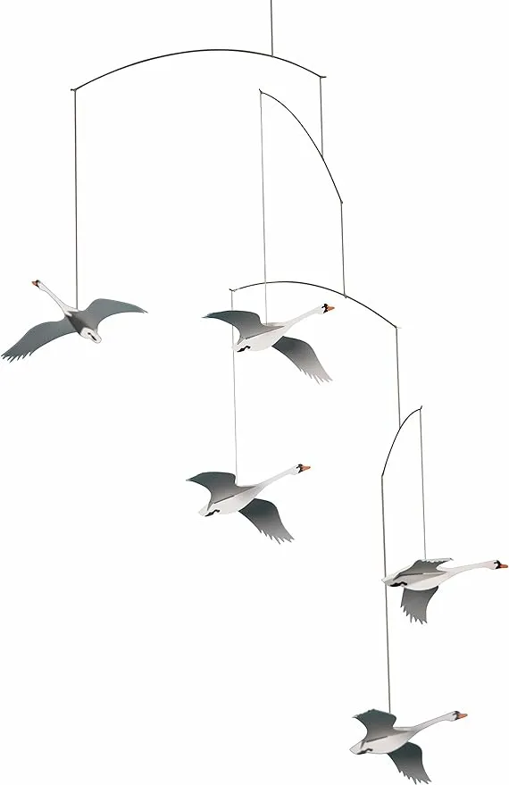 Scandinavian Swan Hanging Mobile - 22 Inches - Handmade in Denmark