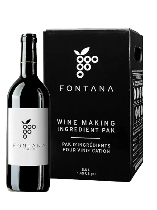 Fontana French Cabernet Sauvignon Wine Kit | Wine Making Ingredient Kit - 6 Gallon Wine Kit | Premium Ingredients for DIY Wine Making | Makes 30 Bottles of Wine