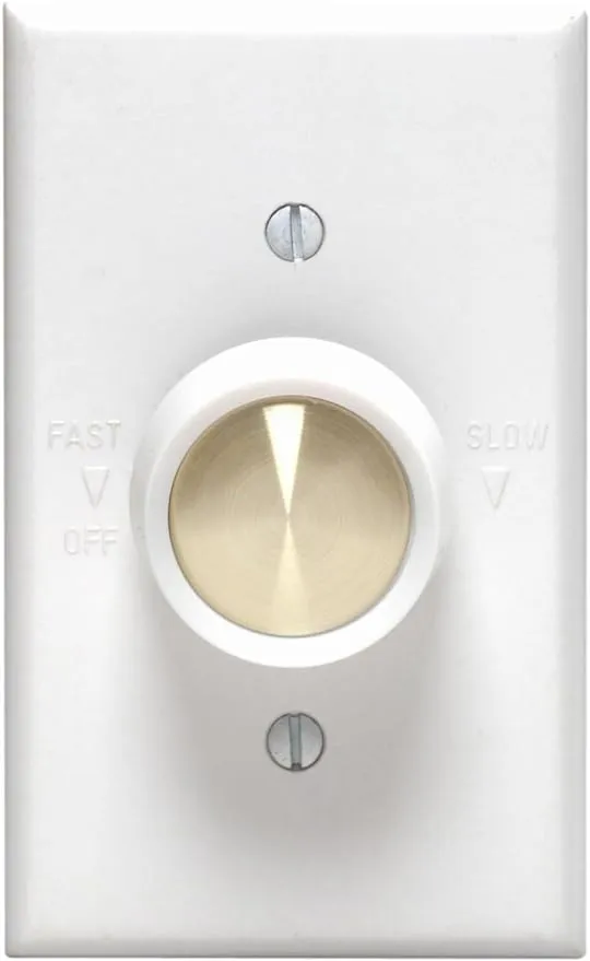 Leviton 612-6616-W Full Range Variable Fan Speed Control, 120 Vac, 60 Hz, 5 A, Switch, Extra Large, White