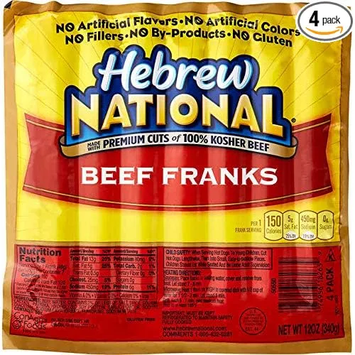 Hebrew National Beef Franks, 12 Oz (4 Pack) 28 Total Hotdogs