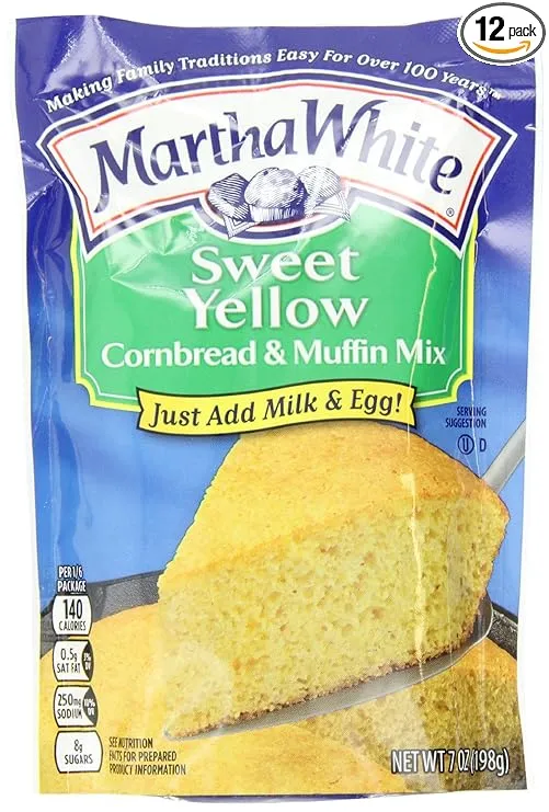 Martha White Sweet Yellow Cornbread and Muffin Mix, 7-Ounce Packages (Pack of 12)