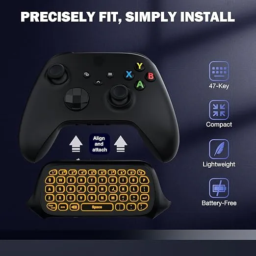 MoKo RGB Backlight Keyboard for Xbox One Controller, Xbox Series X/S, Wireless Chatpad Keypad w/ 2.4G Receiver, Xbox Accessories for Xbox One S/Elite