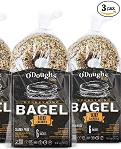 O'Dough's Thins Gluten Free Bagels, Everything, 100 Calorie Bagels, Presliced, 10.58 Ounce [3 Packs]
