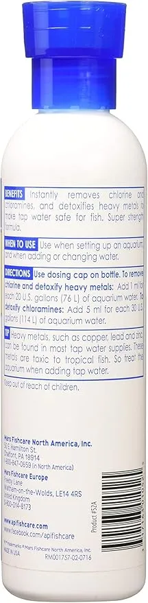 API TAP WATER CONDITIONER Aquarium Water Conditioner 8-Ounce Bottle, White (52A),8 oz