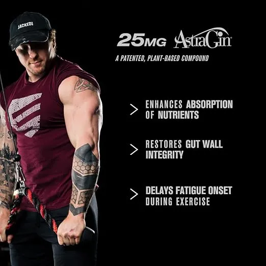 Jacked Factory Build-XT Daily Muscle Builder & Performance Enhancer - Muscle Building Supplement for Muscular Strength & Growth | Trademarked Ingredients Peak02, ElevATP, & Astragin - 120 Veggie Pills