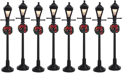 Lemax Gas Lantern Street Lamp, Set of 8, Battery Operated (4.5V) #64500