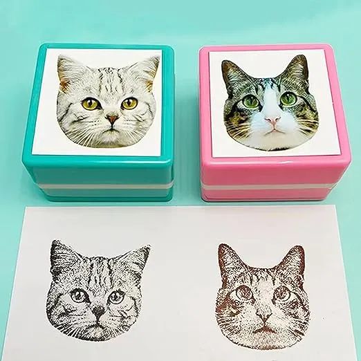 Drawelry Custom Pet Stamp Self Inking, Personalized Pet Portrait Stamp Sketch Style for Pet Lovers, Pet Photo and Name Animal Stamps Gifts (Style 1)