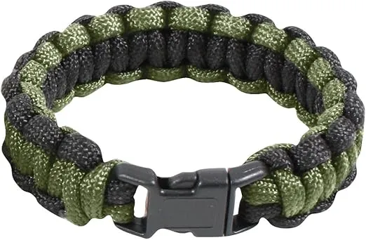 Rothco Two-Tone Paracord Bracelet, 8 Inches, Olive Drab/Black
