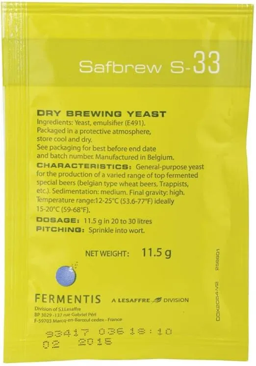 Dry Yeast - Safbrew S-33 (11.5 g)