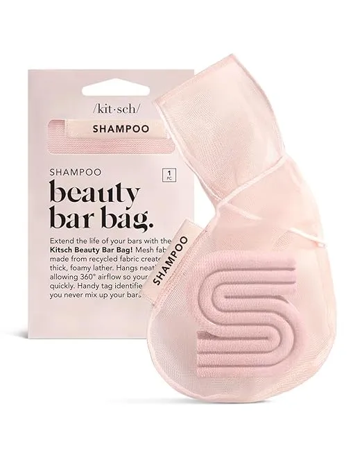 Kitsch Bar Soap Saver Bag - Recycled Mesh Beauty Bar Soap Pouch for Body Wash, Conditioner & Shampoo Bars, Soap Savers Holder to Preserve Bar Soap, Eco-Friendly, Patented Soap Bag - Blush